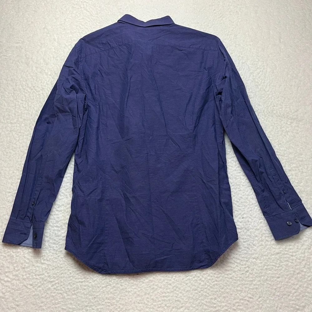Banana Republic Button Up Mens M Blue Striped Slim Fit Stretch Long Sleeve Shirt